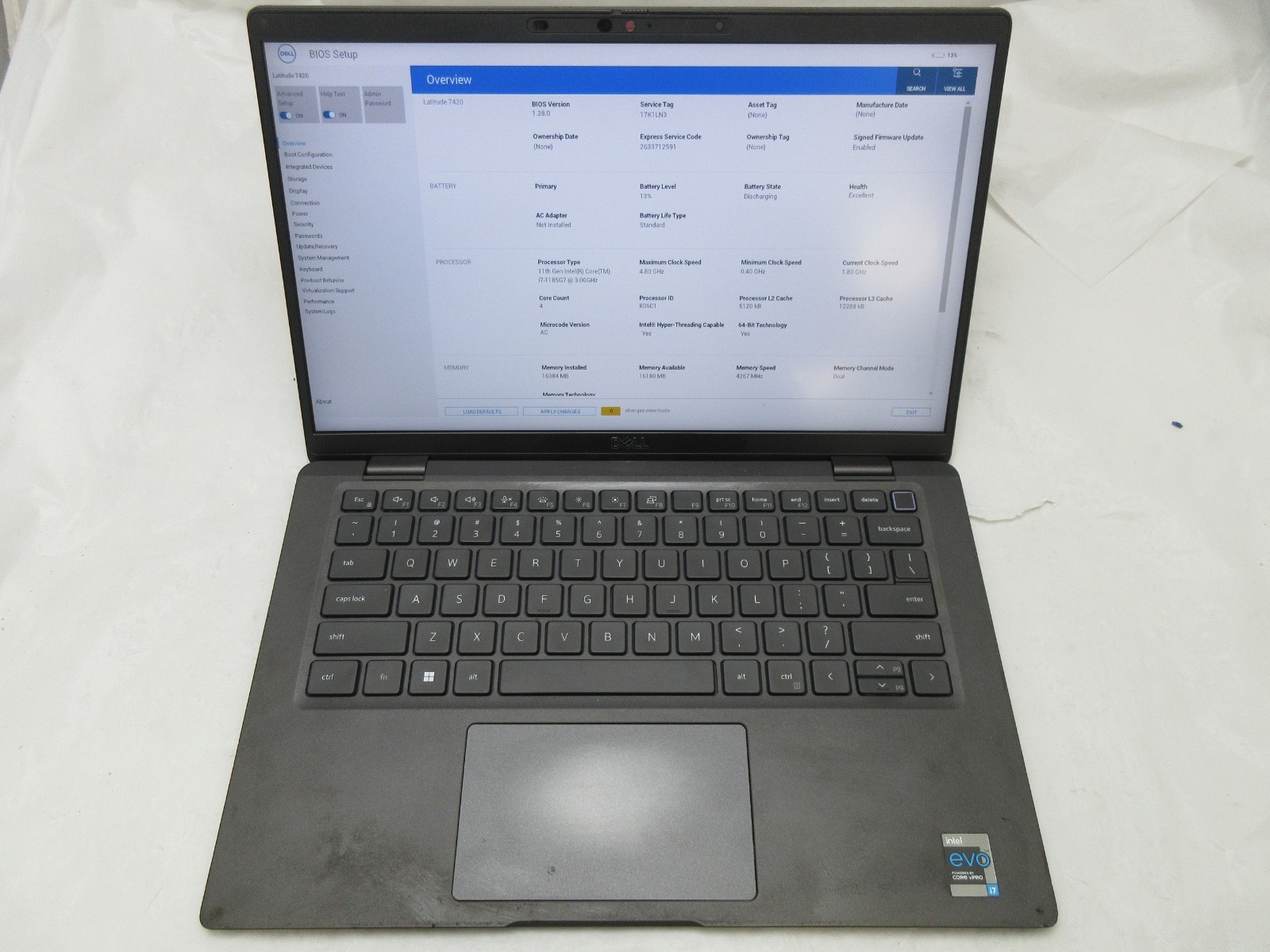 Dell Latitude 7420 14″ : i7-1185G7 3.0GHz : 16GB RAM : No SSD : Grade C