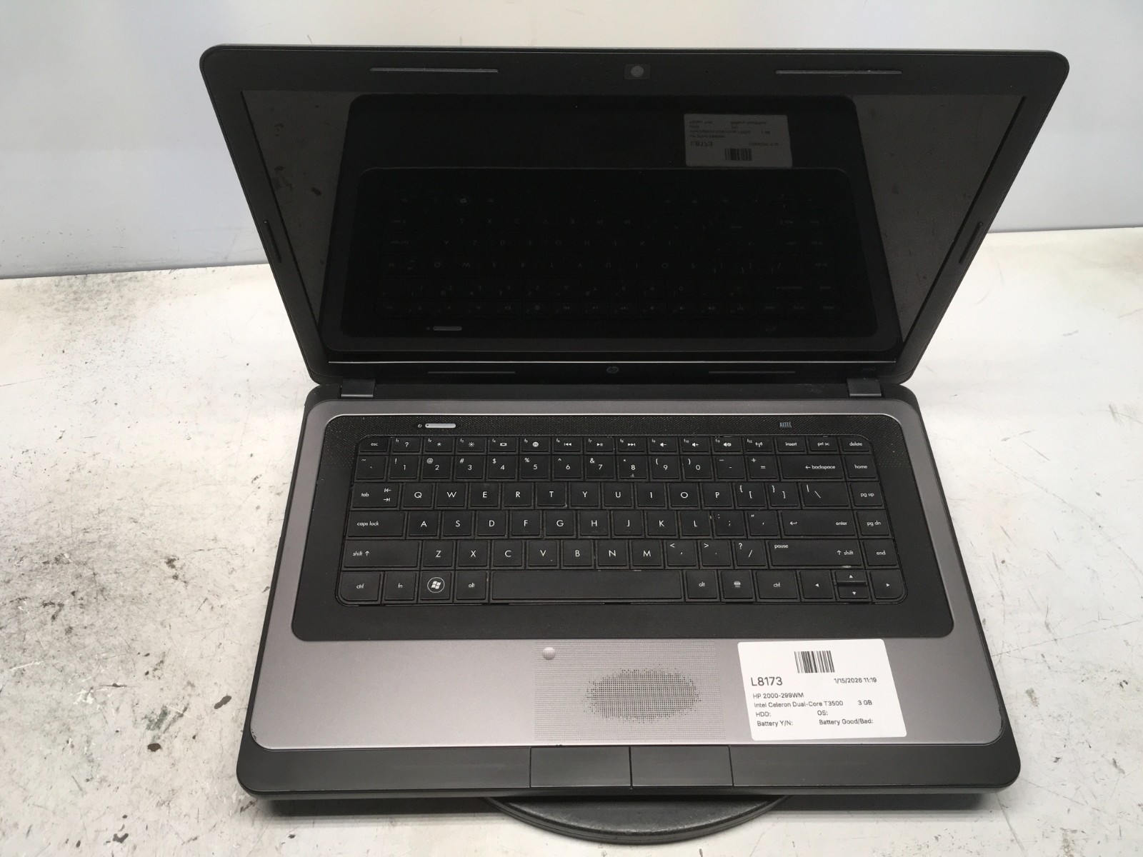 HP 2000-299WM Intel Celeron Dual-Core T3500 2.1GHz 3 GB NO HDD