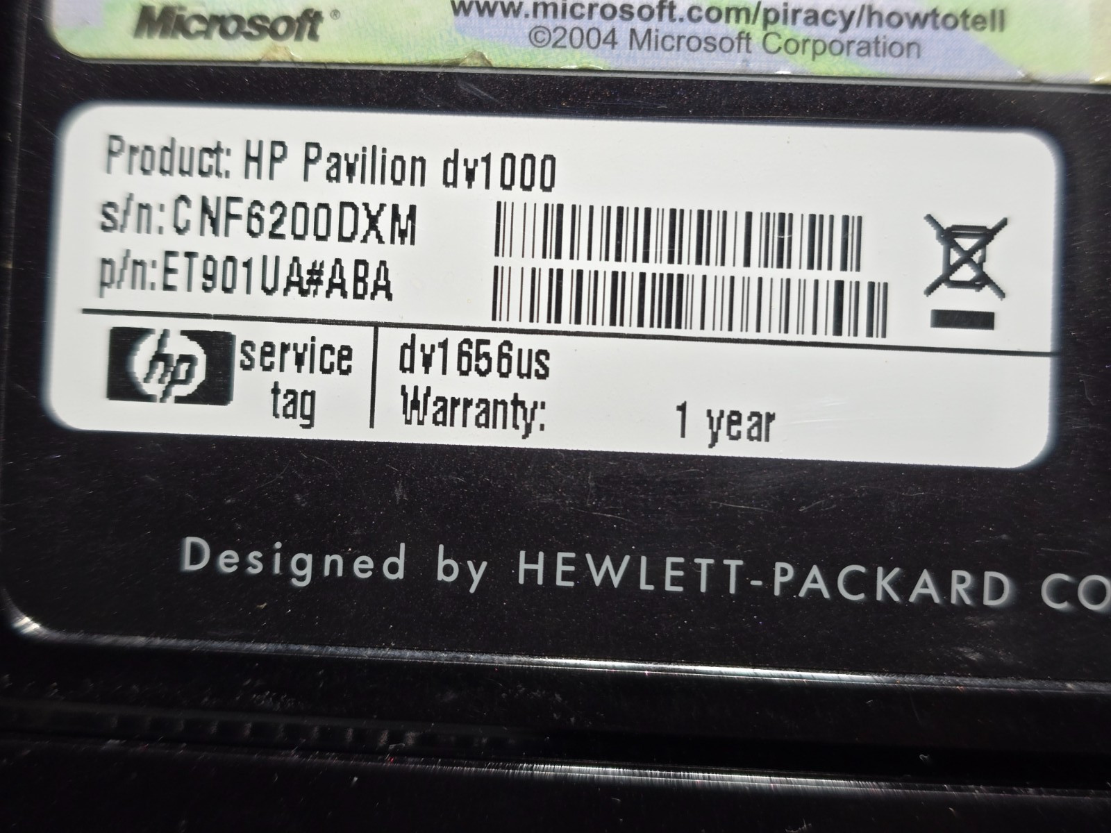 HP Pavilion dv1000 Special Edition 14.1″ Laptop Pentium M 1.6GHz 512MB 80GB Read