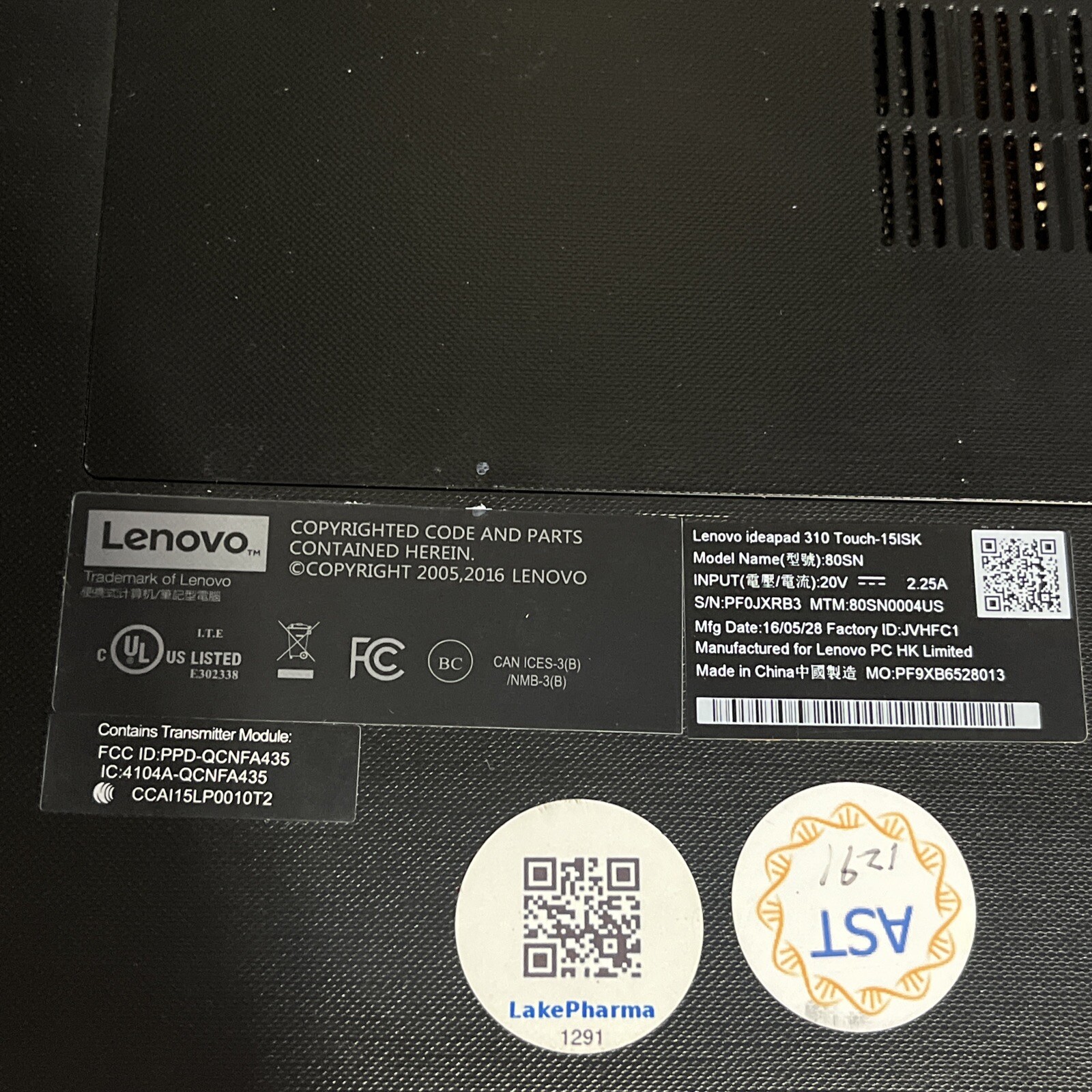 LENOVO IDEAPAD 310 TOUCH I5ISK I5 4GB RAM NO HD