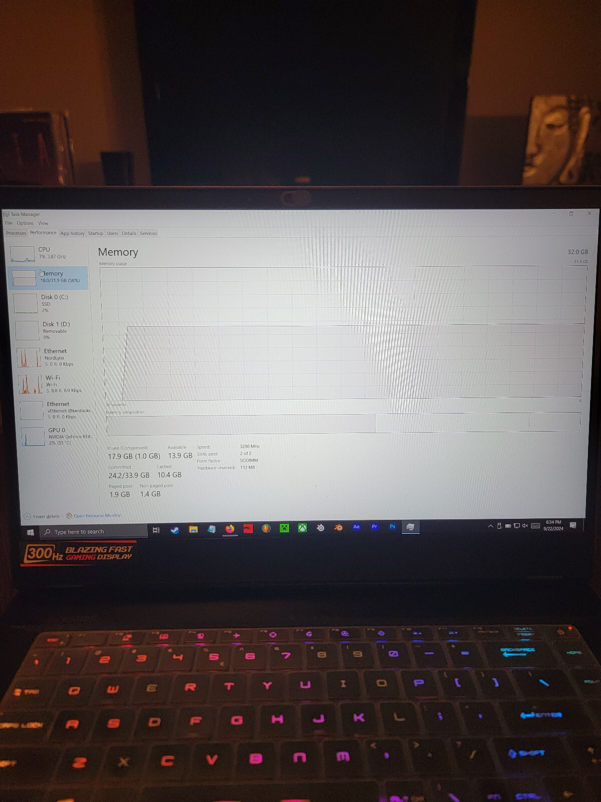 MSI GE66 Raider Gaming Laptop, RTX 3070, 1 Tb, 300Hz, i7-10870H