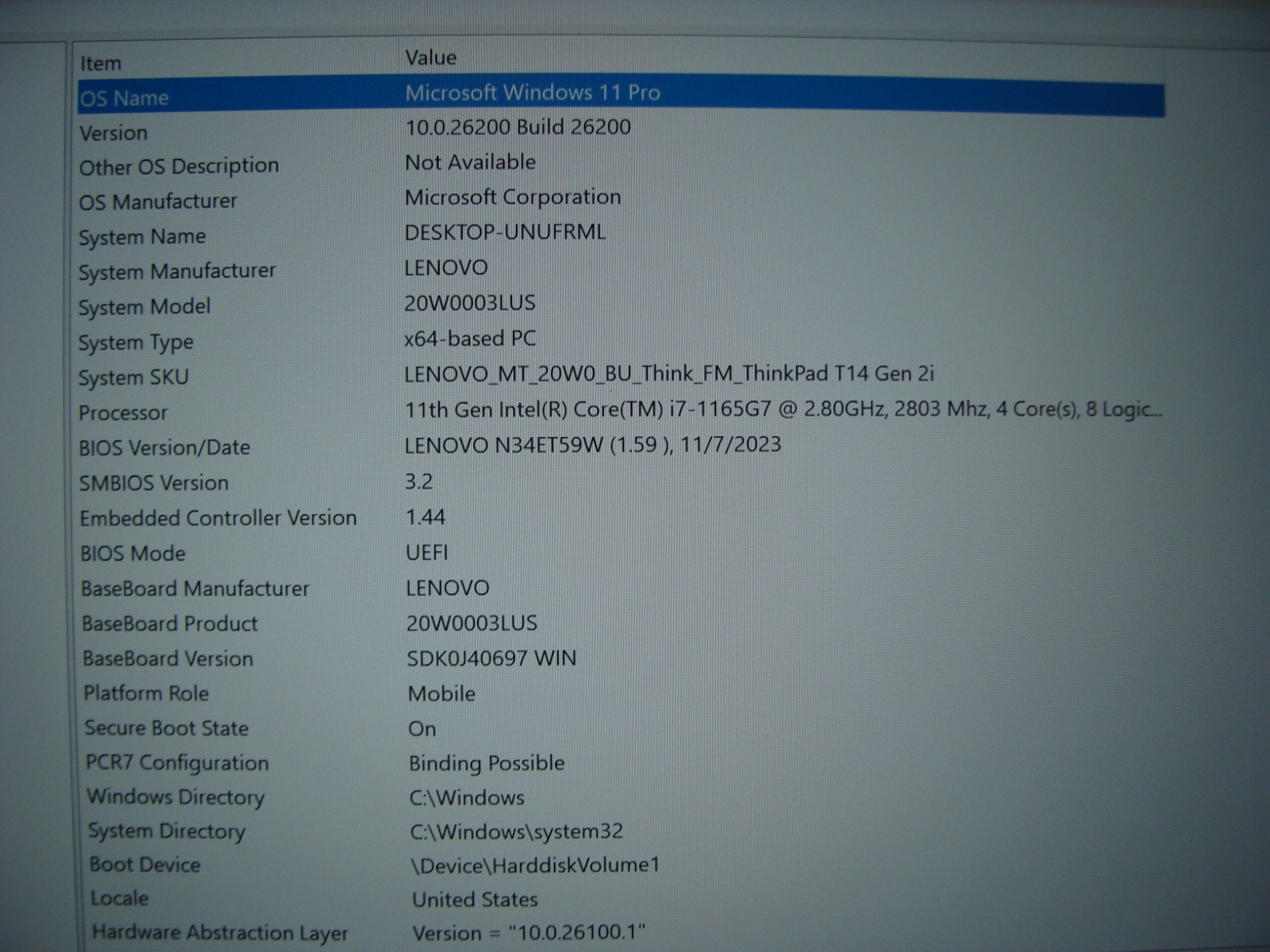 Lenovo ThinkPad T14 Gen 2i 14″FHD i7-1165G7 2.8GHz 16GB 512GB 96ttery +PA W11