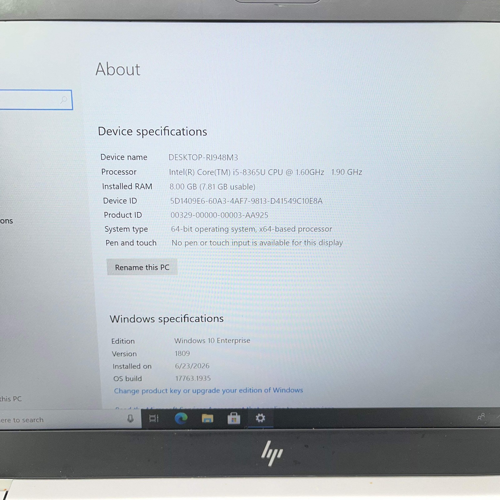HP EliteBook 840 G6 14″ i5-8365U 1.6GHz 8GB RAM 256GB SSD