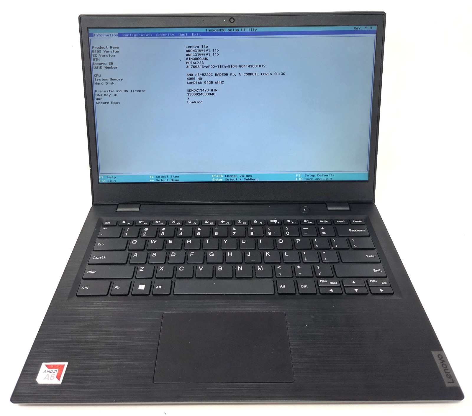 LENOVO 14W AMD A6-9220C RADEON R5 4 RAM 64GB EMMC | NO OS