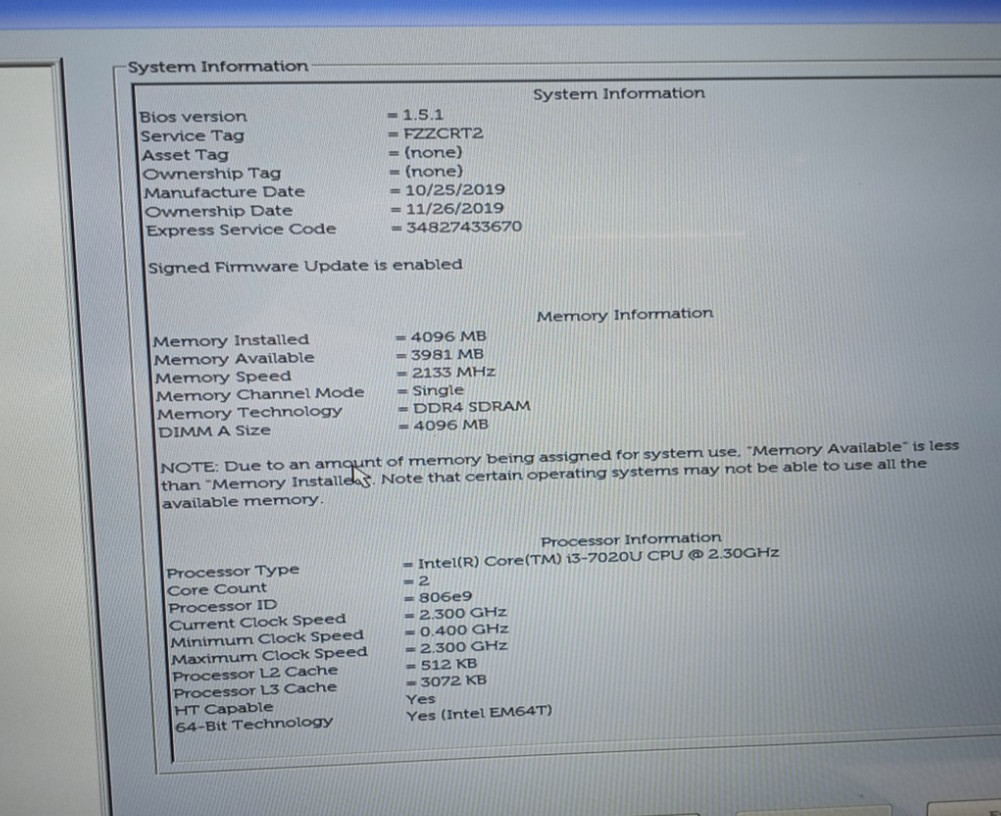 Lot of 2 Dell Latitude 3300 i3-7020u@2.30GHz 4GB RAM No HDD/OS No Battery MC607