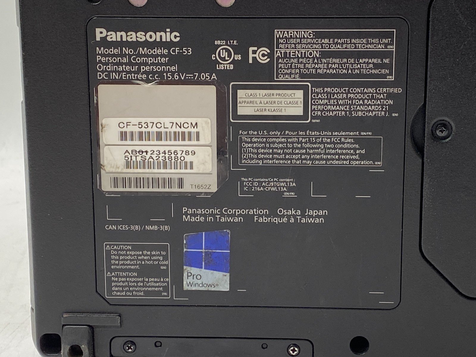 Panasonic Toughbook CF-53 MK4 i7-4600u 16GB DDR3 500GB SSD W11P 93% Battery