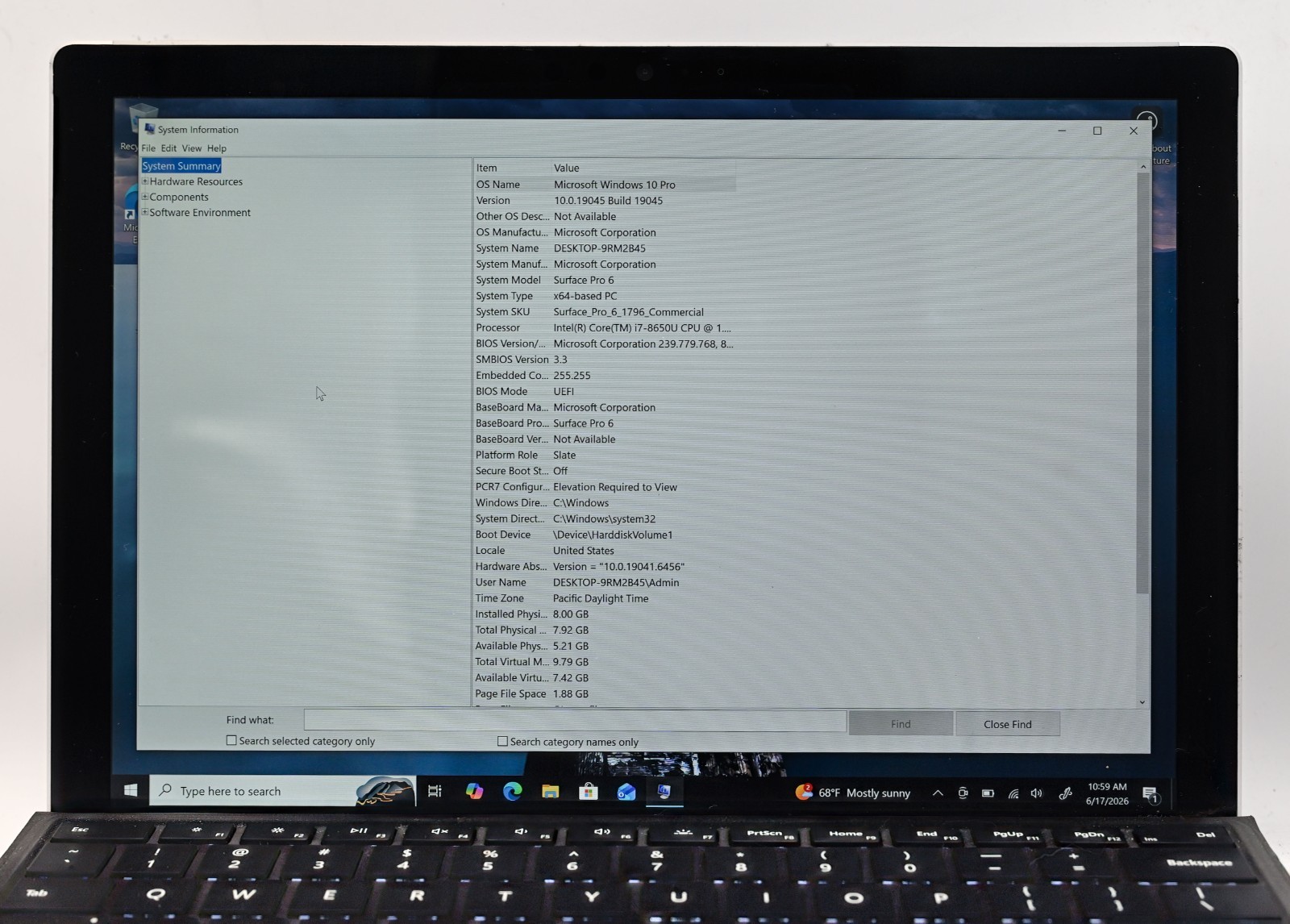 Microsoft Surface Pro 6 1796 i7-8650 1.9GHz 8GB RAM 256GB SSD Win 10P