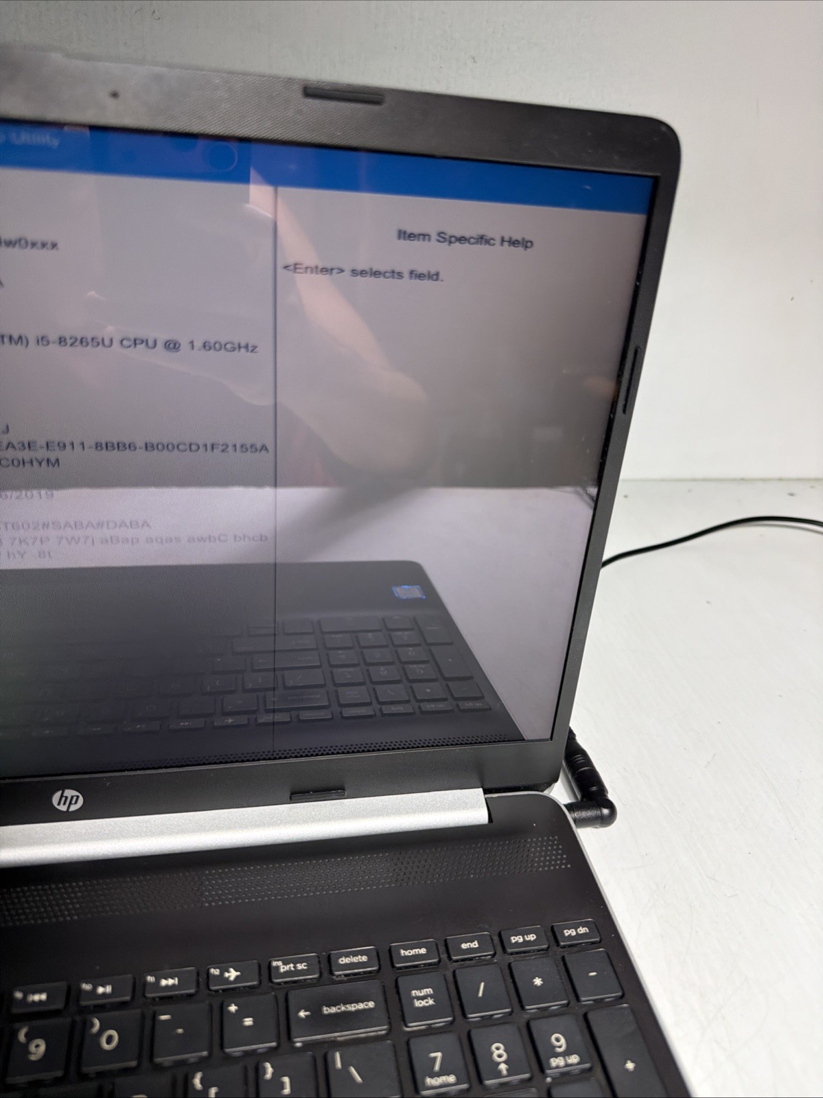 Hp Laptop 15-DW0xxx 15″ Laptop i5-8265U 4gb Ram No Drives Boots Bios No P/S