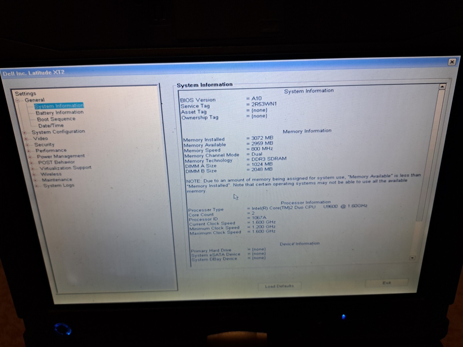 Dell Latitude XT2 XFR P05S Core2Duo U9600 1.6GHz 3GB RAM+Adapter. NO HDD/OS