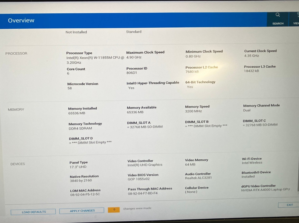 Dell Precision 7760 17″ NVIDIA RTX A4000 8GB 3.2GHz Intel Xeon W-11855M 64GB 1TB