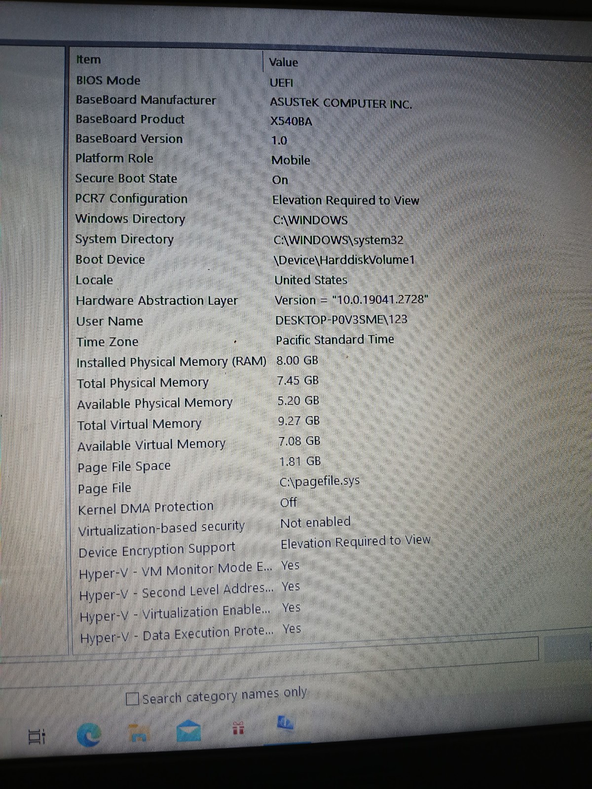 ASUS X540B – Please see picture for full details
