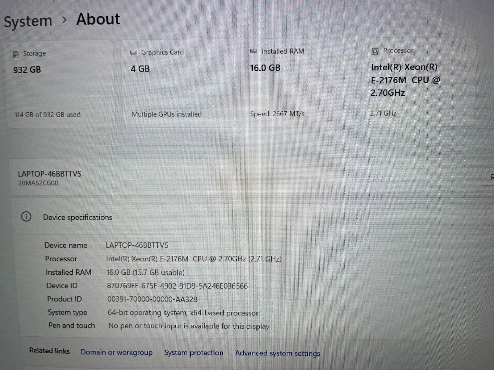 Lenovo ThinkPad P52 15.6″ 1920×1080 FHD Xeon E-2176M 32GB 1TB P2000 Wi-Fi 6E