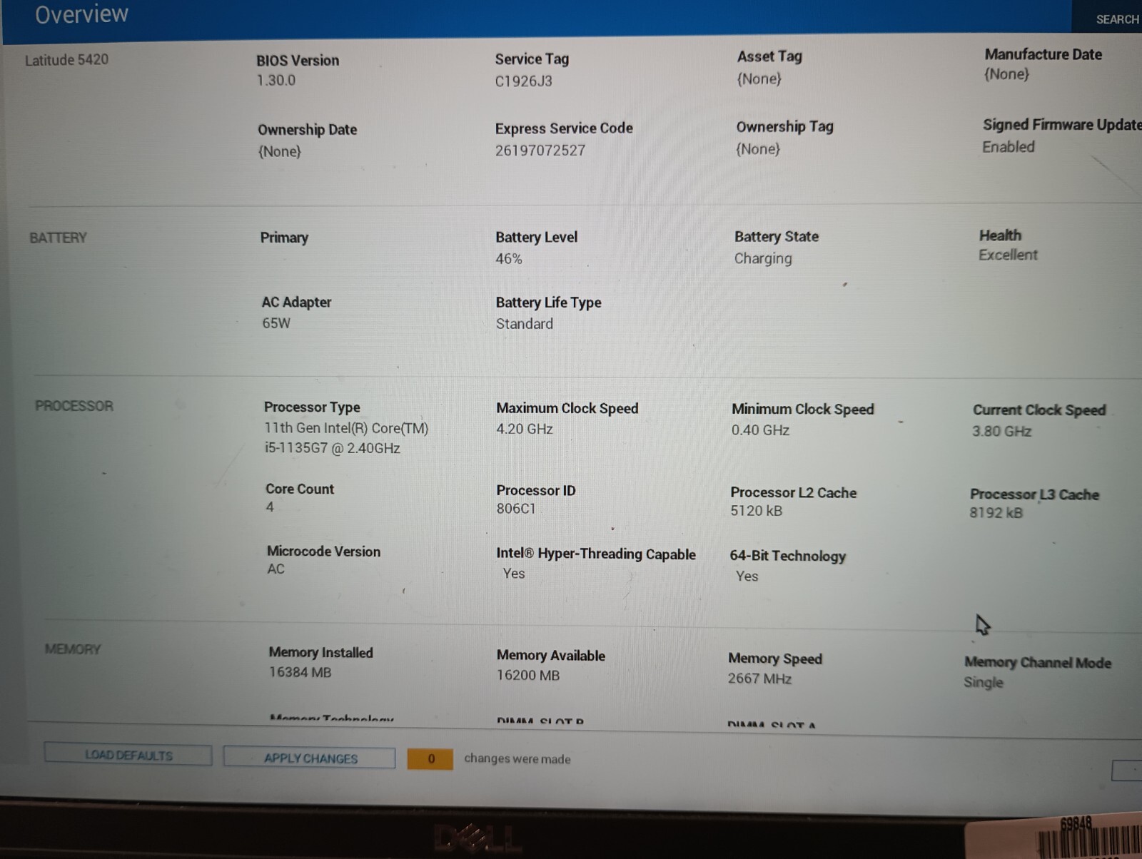 8112 Latitude 5420(no charger).i5 11th gen(4cores).16GB.512GB NVMe.14″.Backlit.