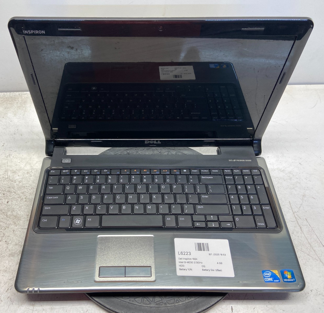 Dell Inspiron 1564 Intel i3-M330 2.13GHz 4 GB NO HDD READ