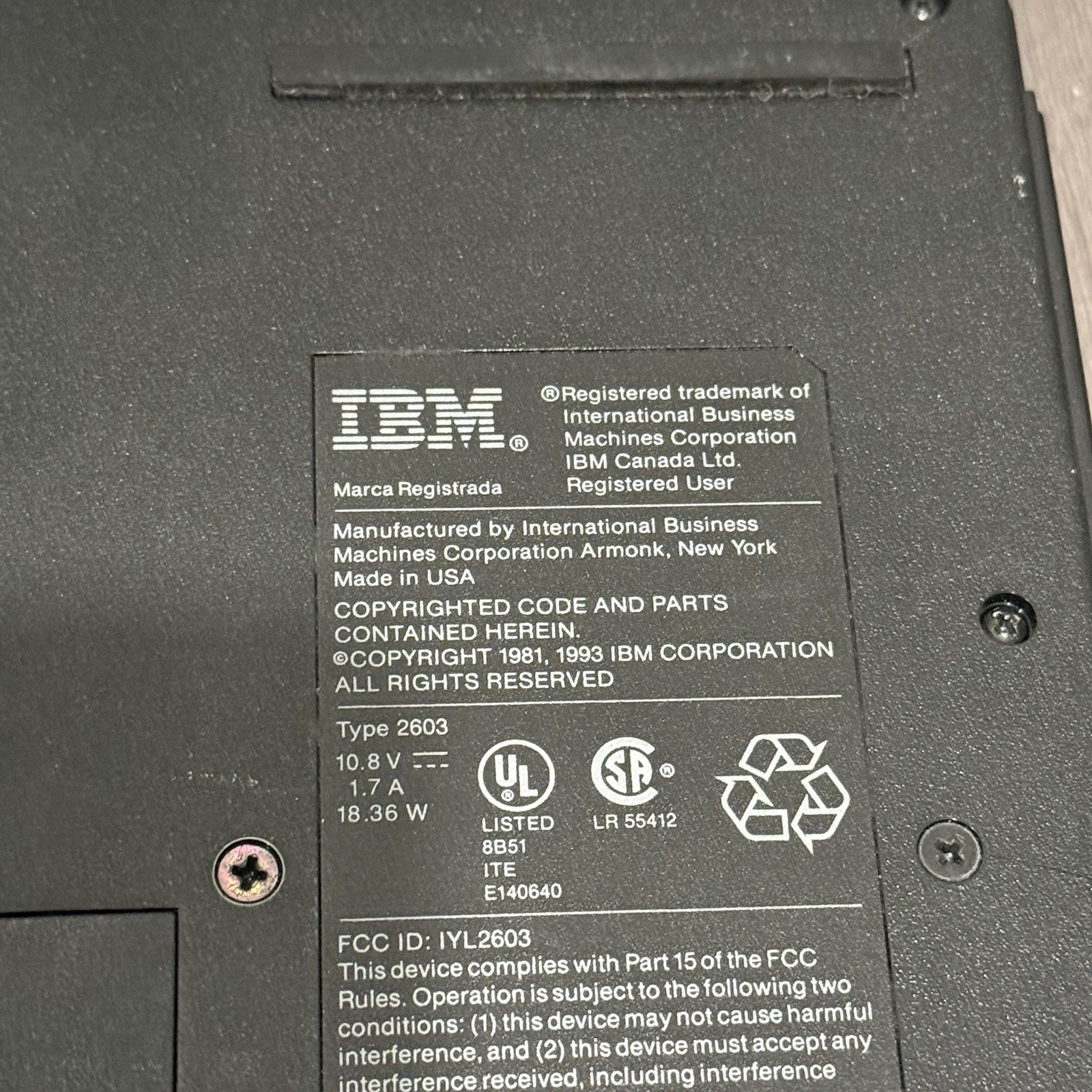 RARE IBM ThinkPad 2603-17n *as Is Untested No Charger*