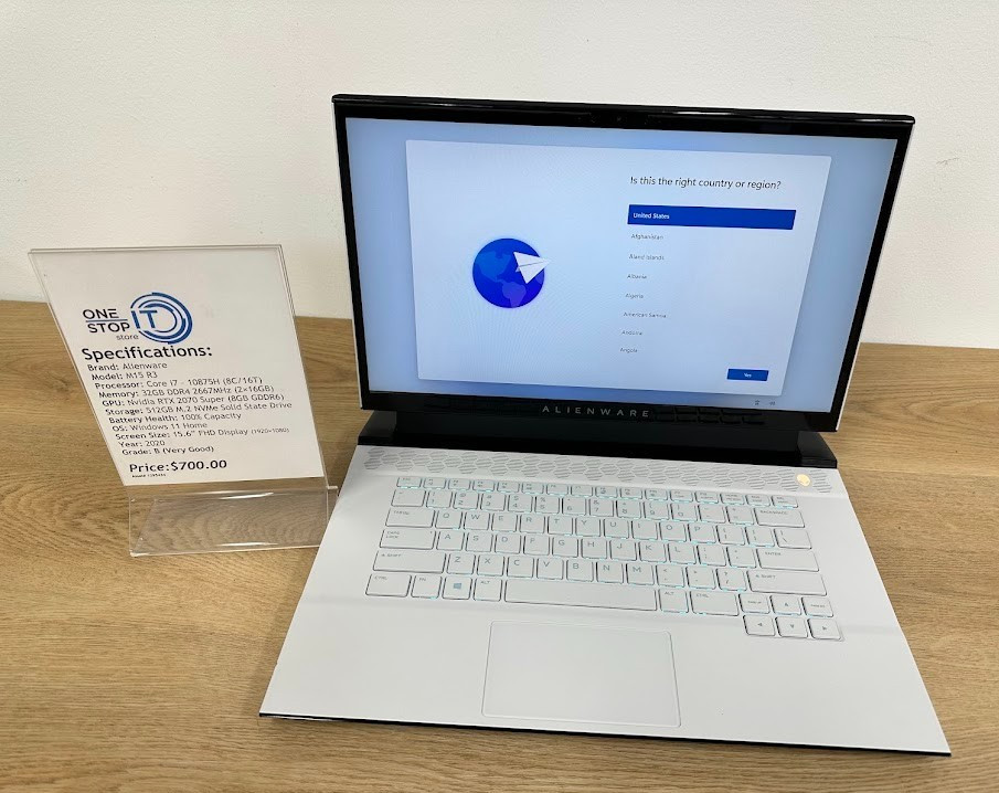 Alienware M15 R3 Core i7 10875H 32GB DDR4 Nvidia RTX 2070 Super 512GB SSD