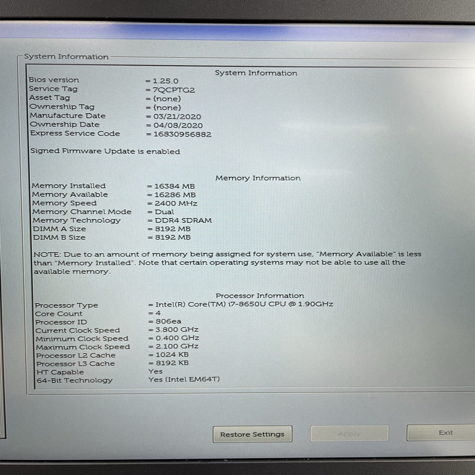 Dell Latitude 5424 14″ i7-8650U 1.90 GHz 16 GB RAM No SSD No OS No Batt RX450