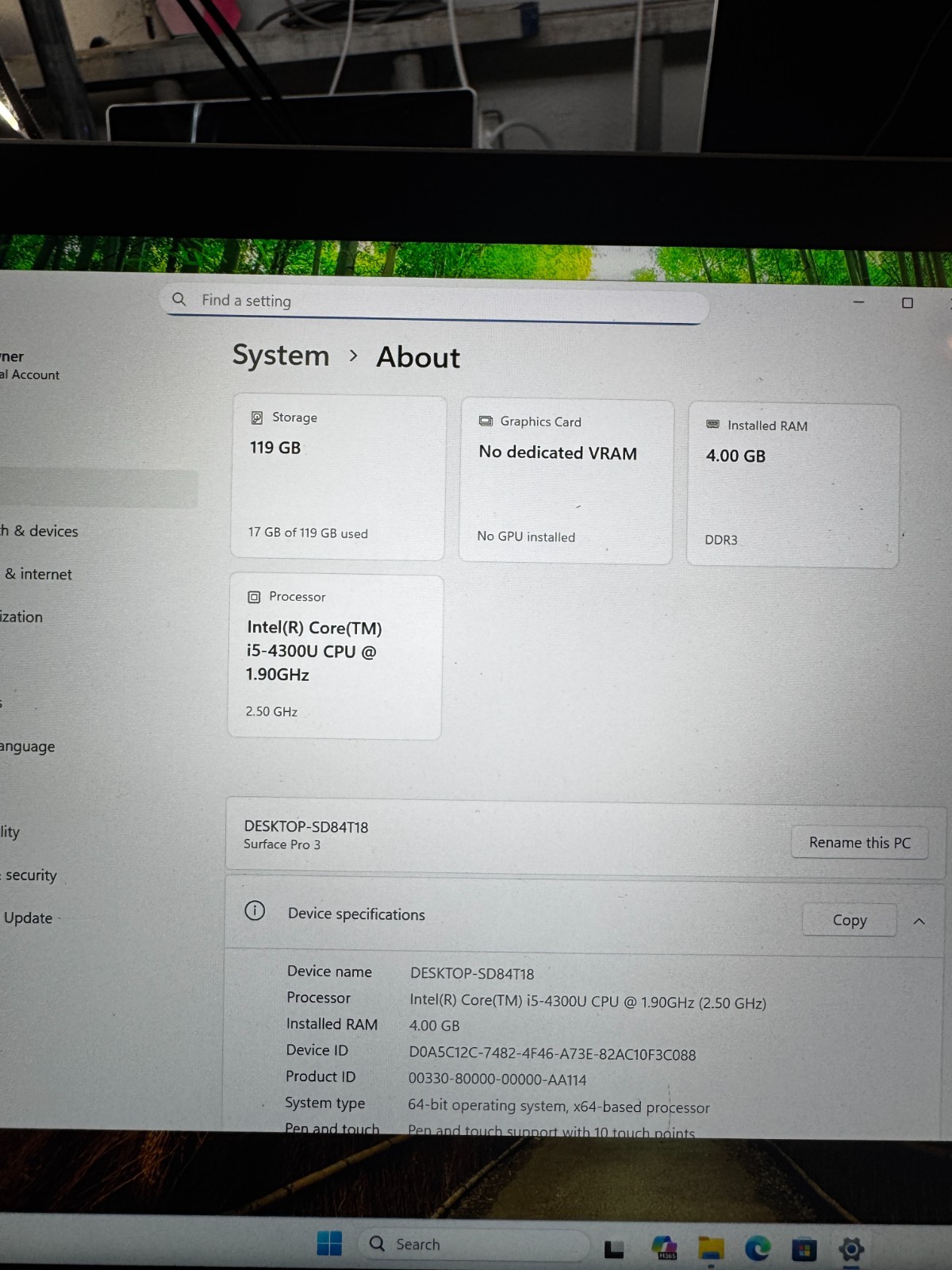 Microsoft Surface Pro 3 Core I5-4300U 4GB RAM 128GB SSD Laptop #6500
