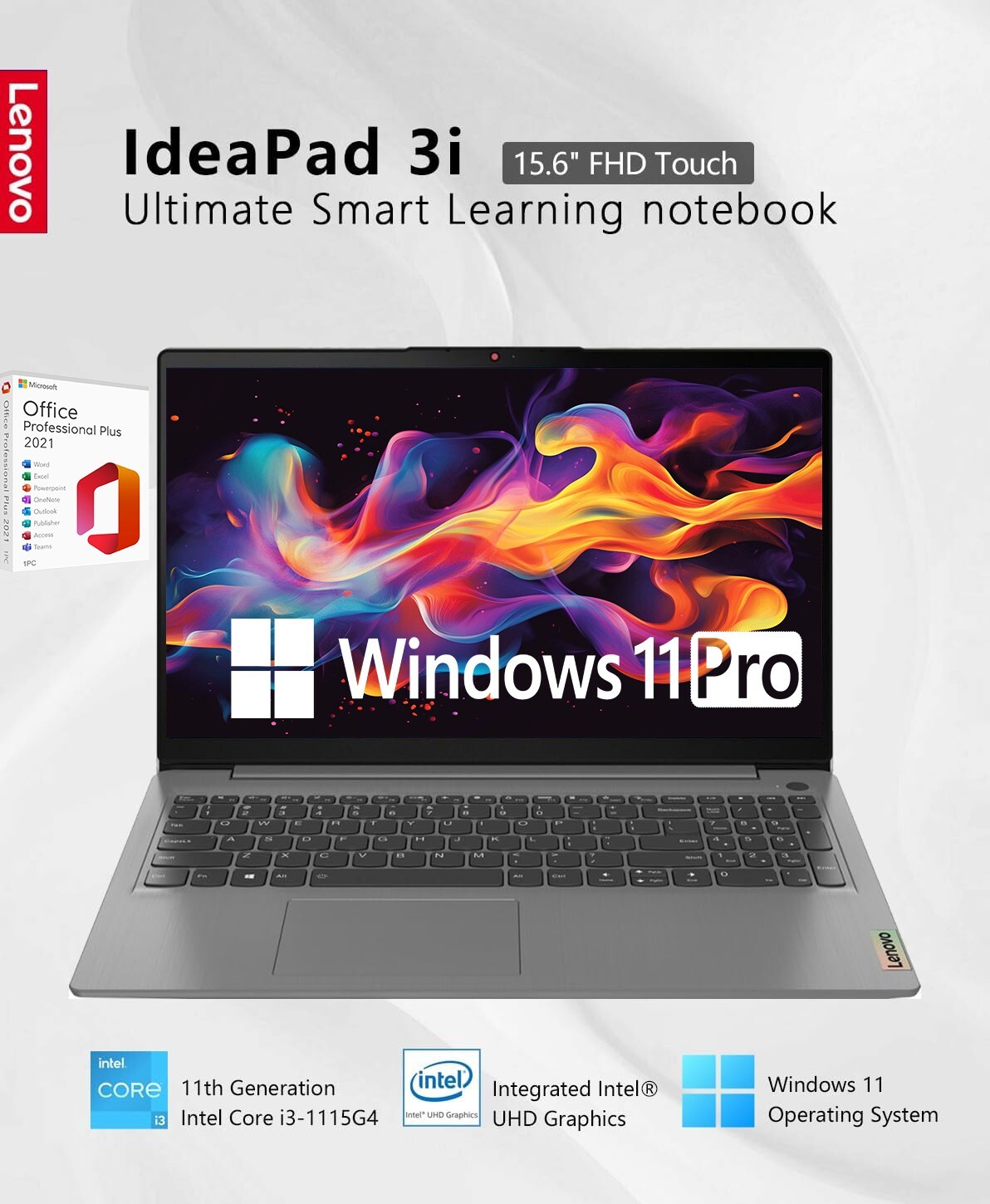 Lenovo Laptop 15.6″ Touch Intel i3-1115G4 Upto 40GB RAM&2TB SSD Win11 PRO+OFFICE