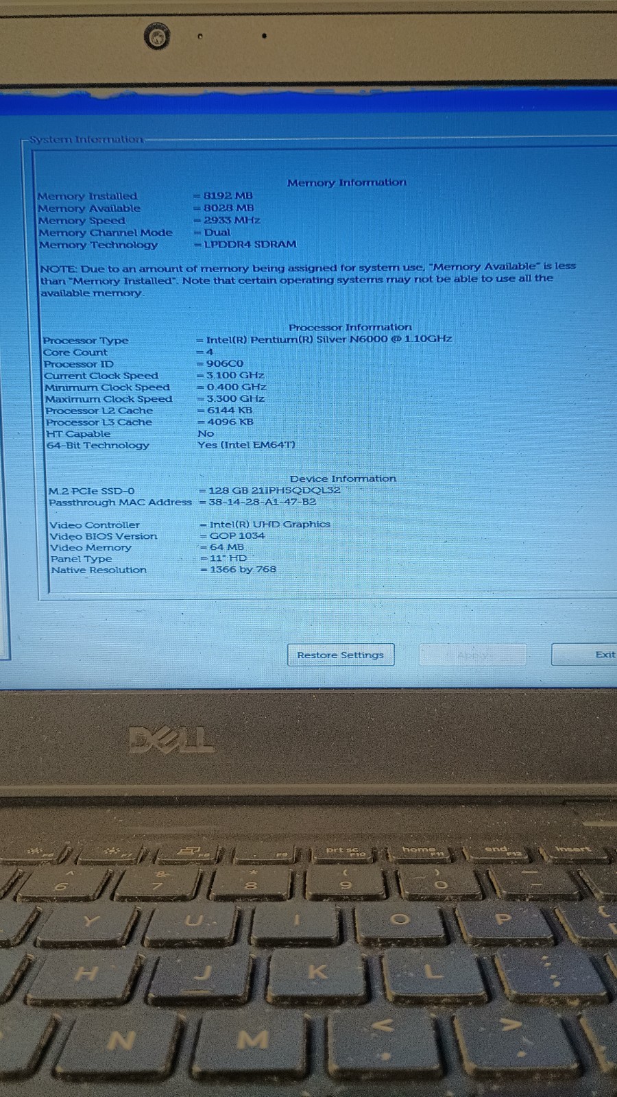 9124 VantageLatitude3120 w/charger.Pentium(4Cores)8GB.128GB NVMe.11″HD.W11.Read!