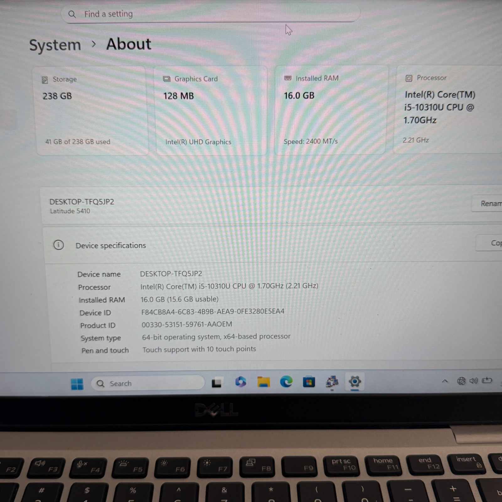 Dell Latitude 5410 i5-10310U 16GB RAM 256GB SSD Win11 Pro No Charger