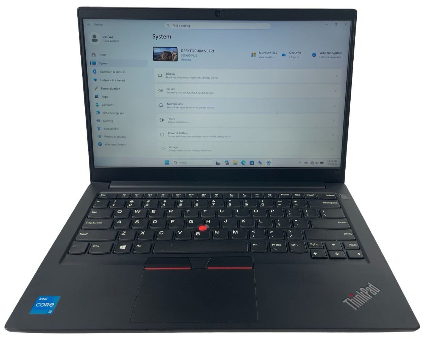 Lenovo Thinkpad E14 Gen 2 11th Gen Intel i3-1115G4 8GB RAM 128GB NVMe W. 11Pro