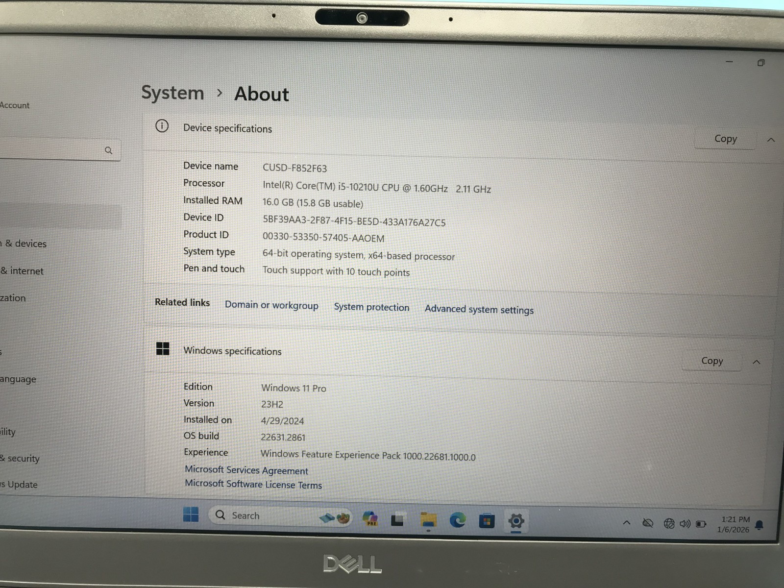 Dell Latitude 3410 14″ Touch Core i5-10210U 1.60GHZ 16GB RAM 256GB SSD Win 11