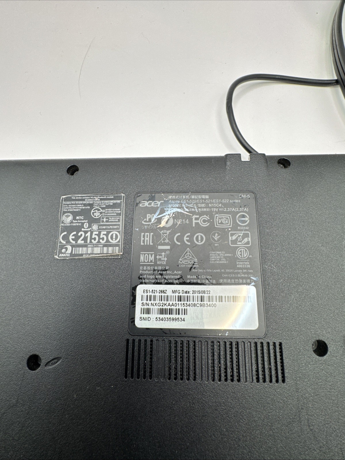 Acer Aspire ES1-521 Laptop AMD E1-6010 4GB RAM Windows – Includes Charger