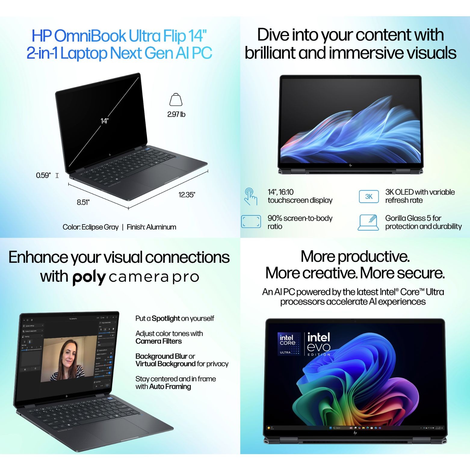 HP Omnibook Ultra Flip 14″ 2.8K Touch Intel Ultra 7-258V 32GB 1TB SSD W11H