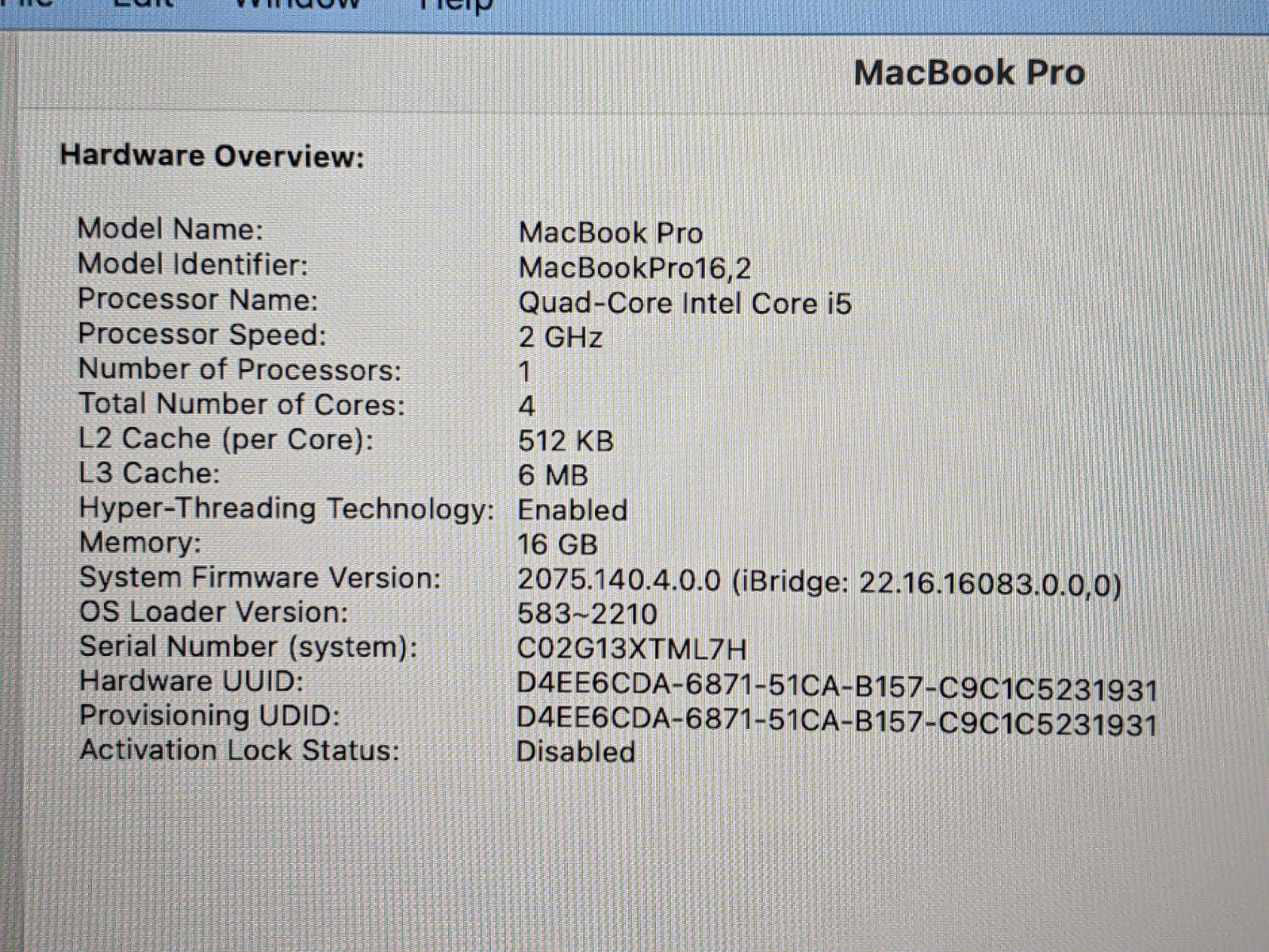 Apple MacBook Pro 13″ (2020) A2251 i5-1038NG7 2GHz 16GB 512GB SSD Sequoia +PA