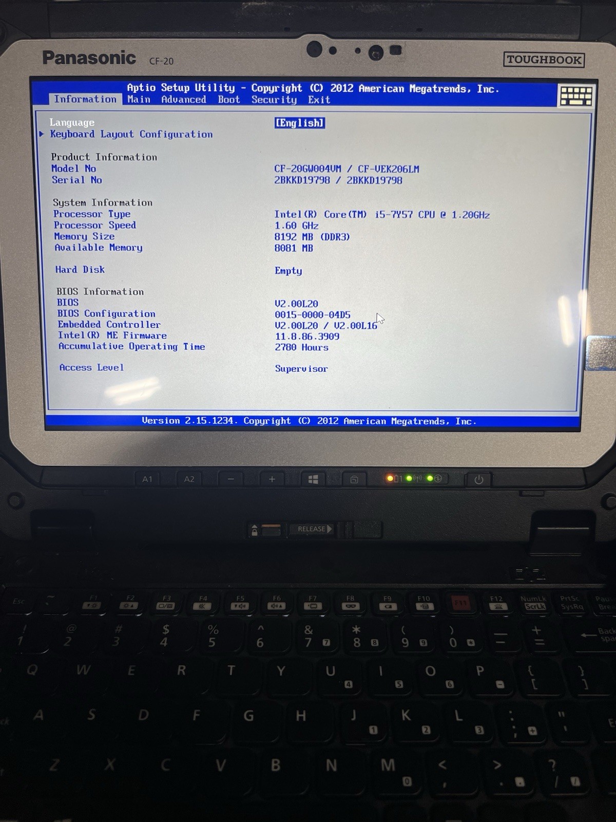 Panasonic Toughbook CF-20 i5-7Y57 1.2GHz 8GB 7G | Grade A