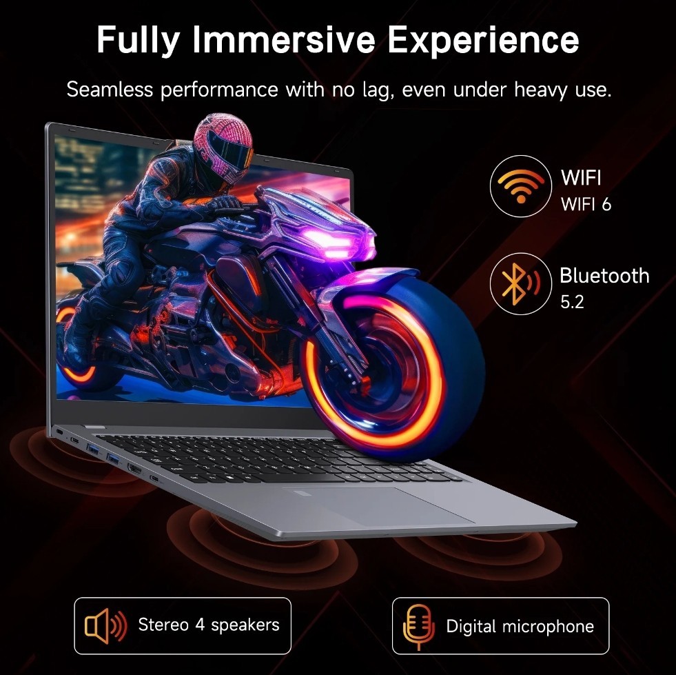 RNRUO 15.6″ Gaming laptop16GB DDR4 512GB SSD, Intel Core i5 1240P12 Core 4.4GHz,