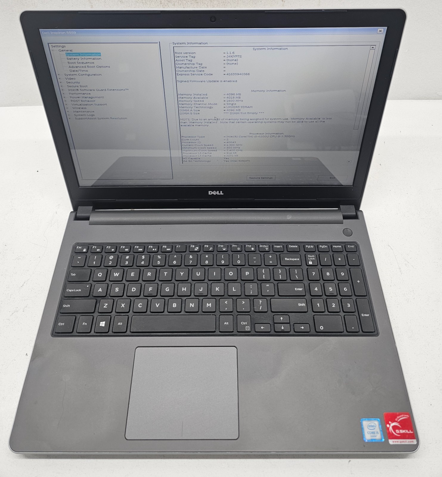 Dell Inspiron 5559 15.6″ Laptop Intel Core i5-6200U 4GB Ram No HD/OS (FL)