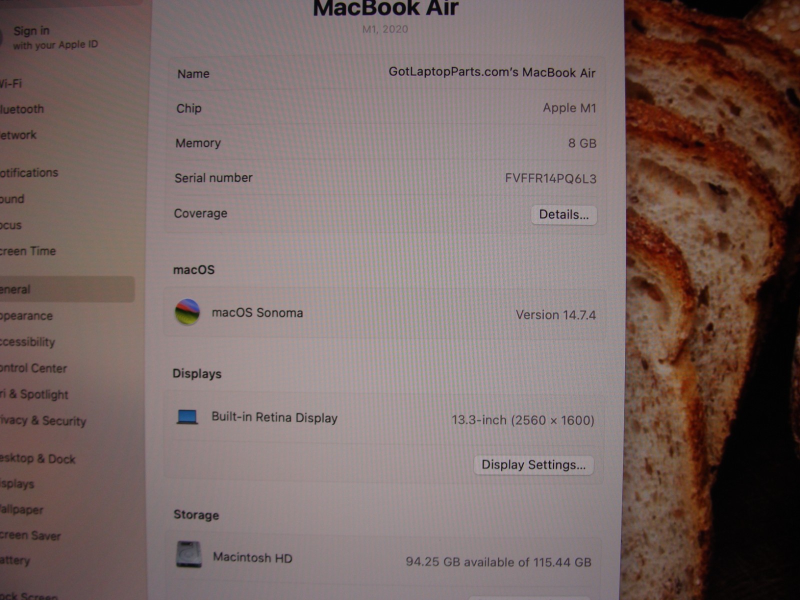 Apple MacBook Air A2337 MGN63LL/A 13.3″ M1 (2020) 8CPU/7GPU 8GB 128GB SSD +PA
