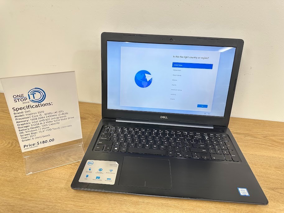 Dell Inspiron 5570, Core i5 8250U, 16GB DDR4, Intel UHD 620, 512GB SSD, 2017