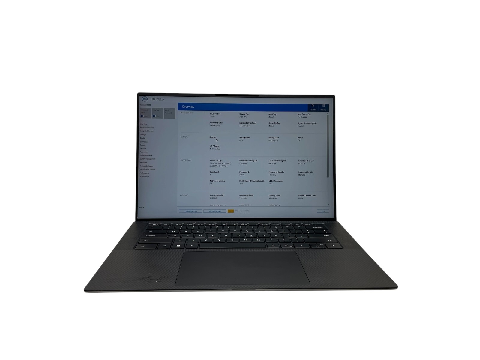 Dell Precision 5560 15″ – i7 2.5GHz – 8GB RAM – 512GB SSD – Grade D