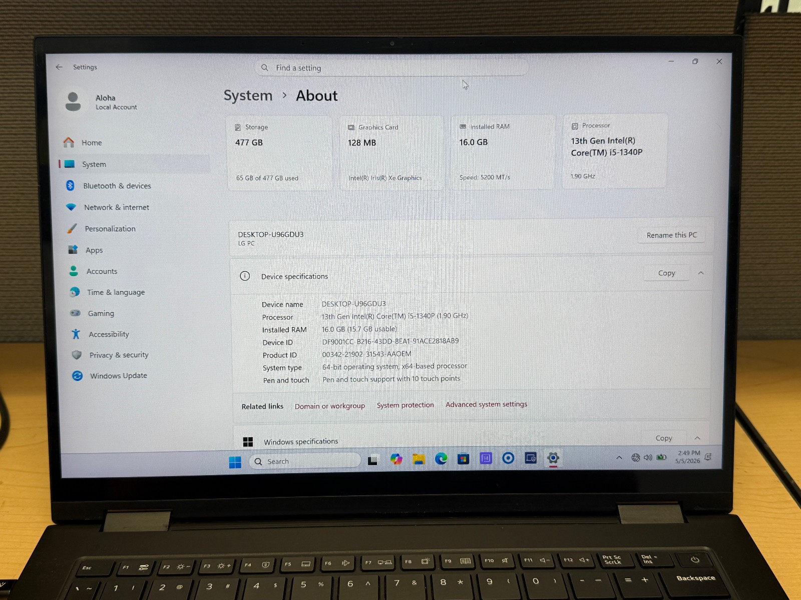 LG gram 14” 2in1 Thin Laptop Intel i7-1340P 16GB RAM 512GB SSD 14T90R-K.AAB6U1