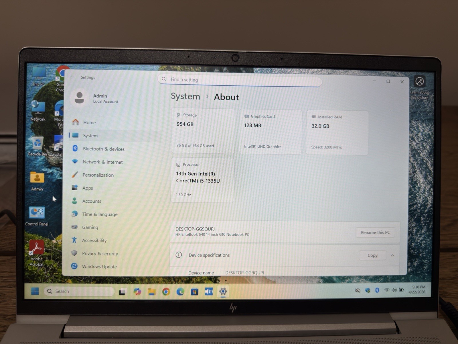 HP EliteBook 640 14 Inch G10 Notebook 32GB RAM, 1TB SSD, 13th Gen Intel i5-1335U