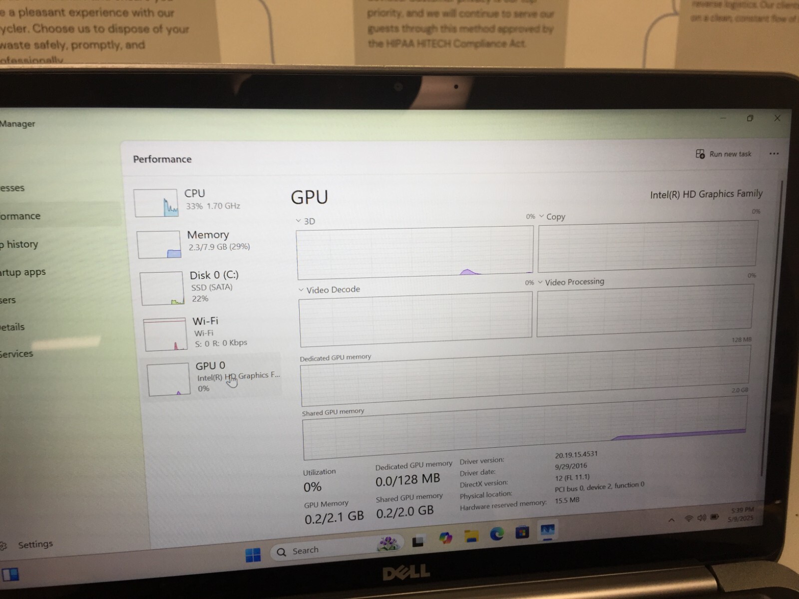 Dell XPS 13 9333 13.3” core i5 4th gen 1.70GHZ 8GB RAM 256GB SSD WIN 11 PRO