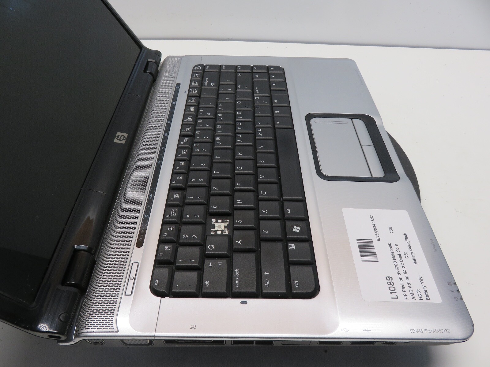 HP Pavilion dv6700 DV6707US AMD Athlon 64 X2 TK-57 1900MHz 2GB NO HDD No Batt