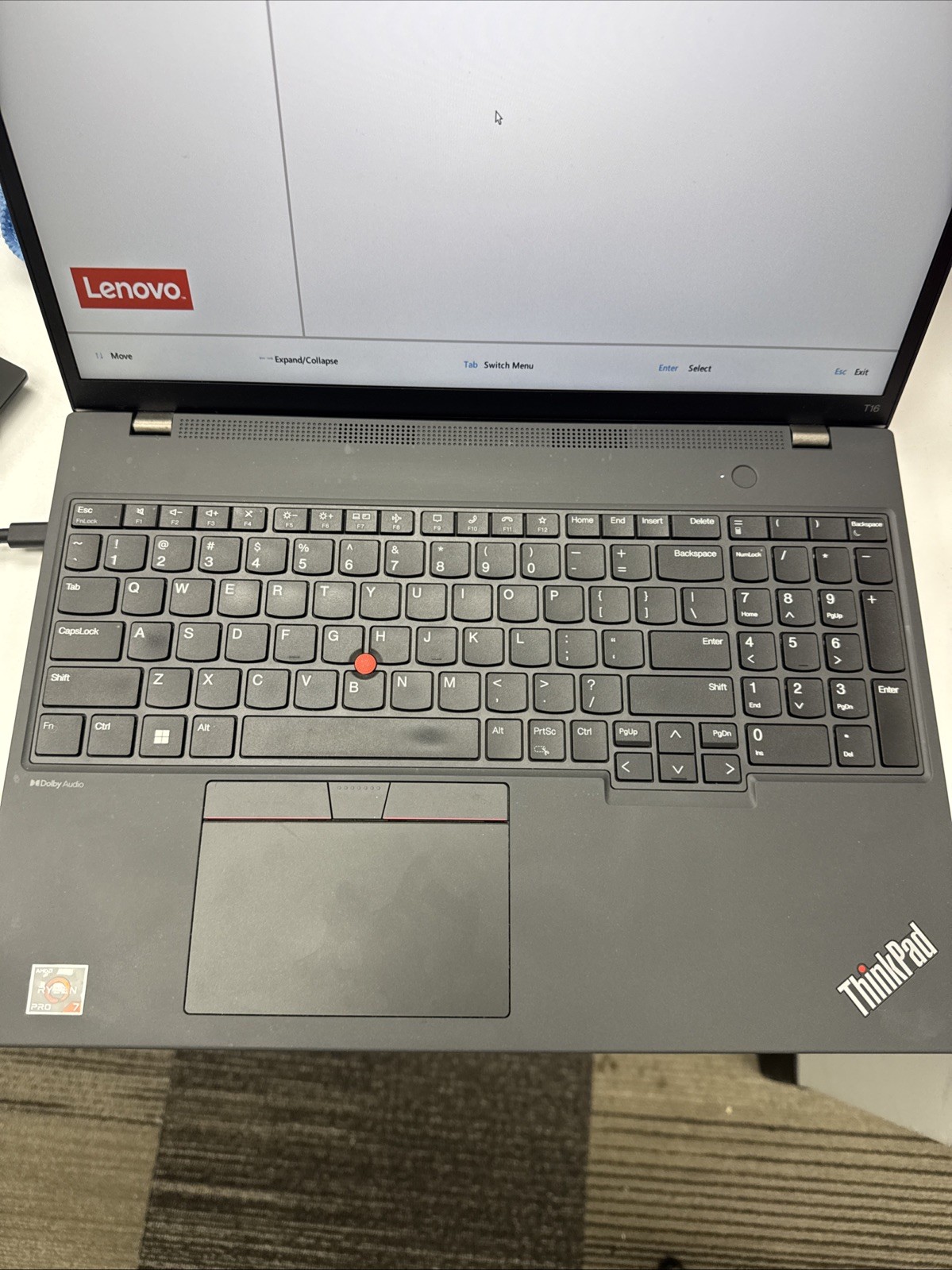 lenovo thinkpad T16 gen 2 Ryzen 7 pro ( boots to bios) No SSD