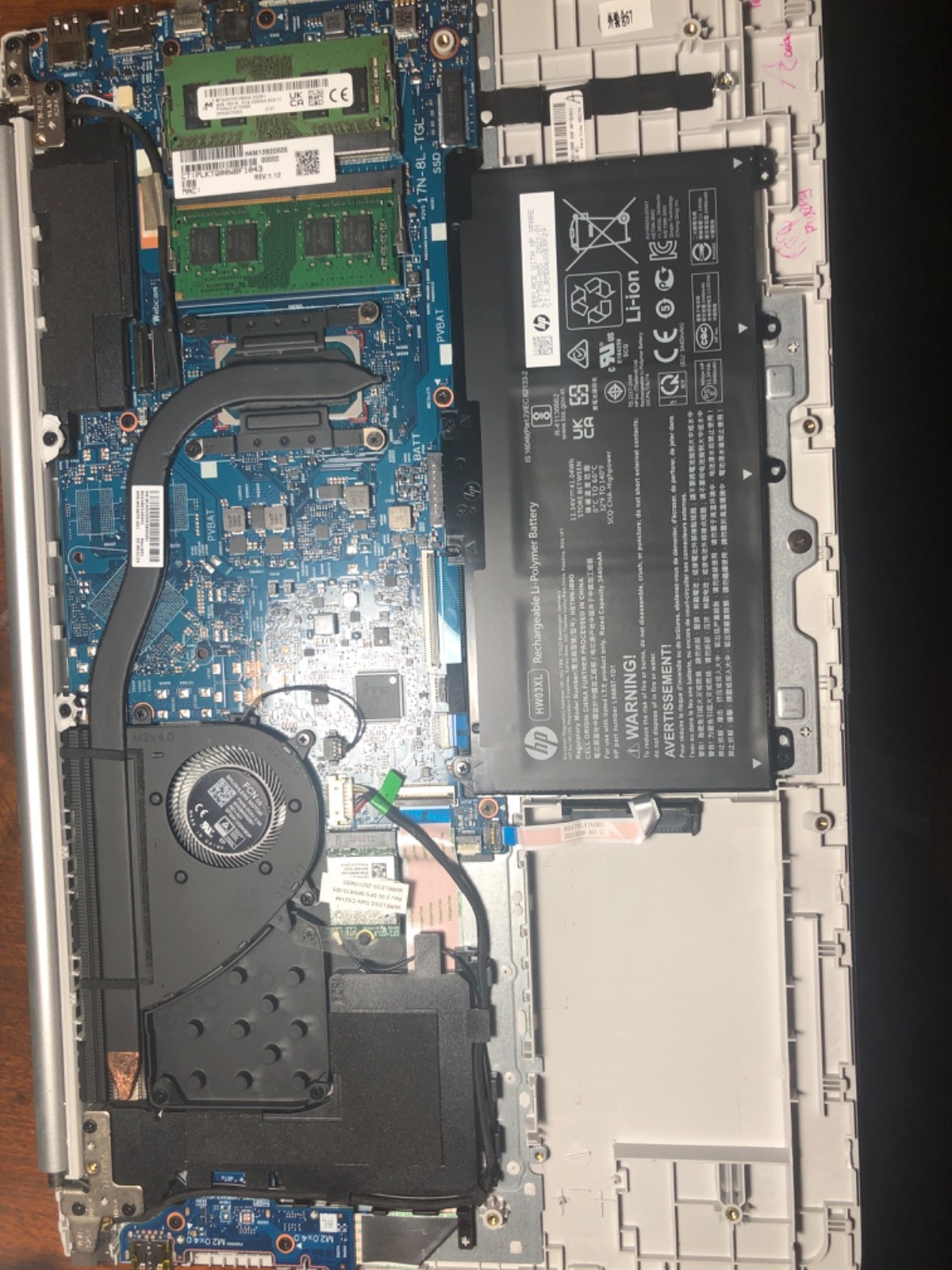 HP Pavilion 15.6’ 20GB RAM. Silver (No SSD or working Motherboard)