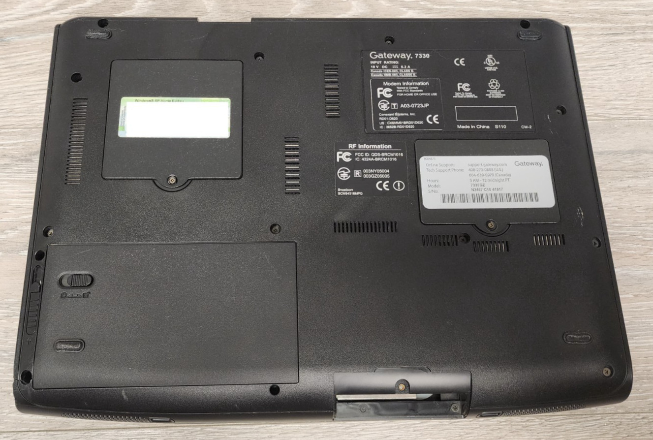 Gateway 7330 7330GZ Laptop PC Intel Pentium 4 @ 1.86GHz 480MB RAM NO HDD READ