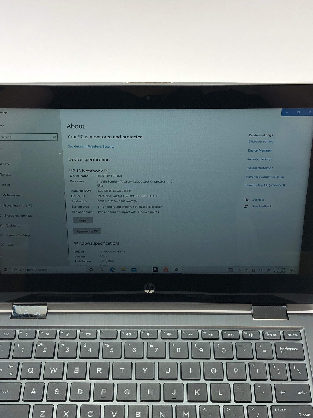 HP Pavilion X360 11.6″ Pentium Silver N5000 1.1GHz 4GB RAM 400GB HDD