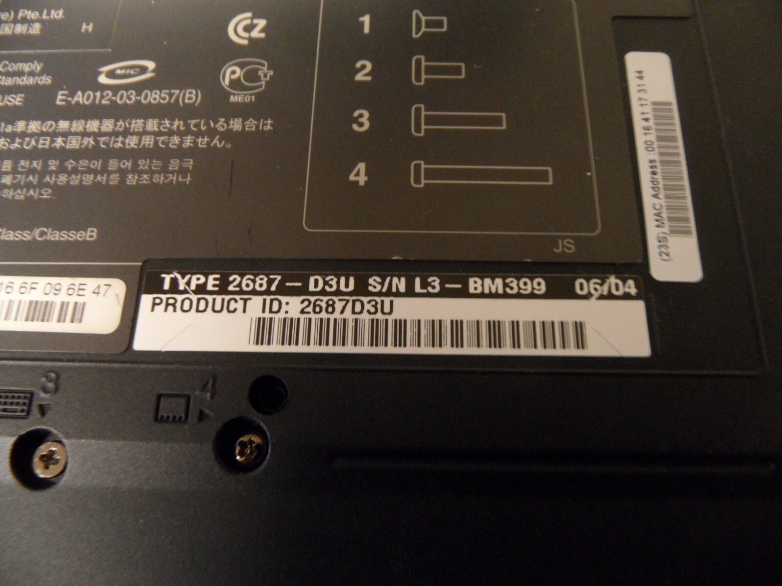 IBM T43 Laptop 4 Parts Dim Screen Could See Bios In Background