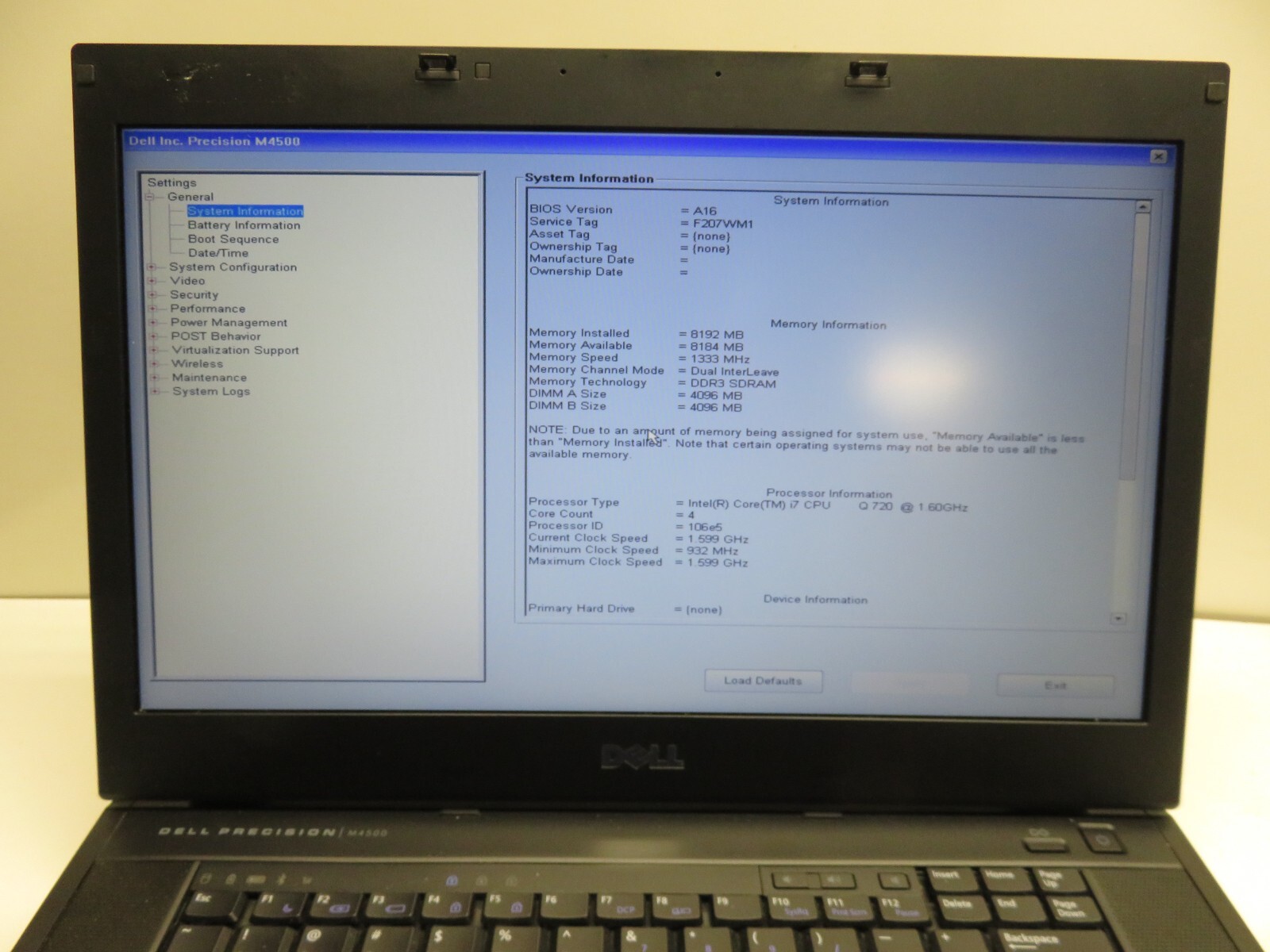 Dell Precision M4500 Laptop Intel Core i7-720QM 8GB 500GB Win XP Quadro FX 880M