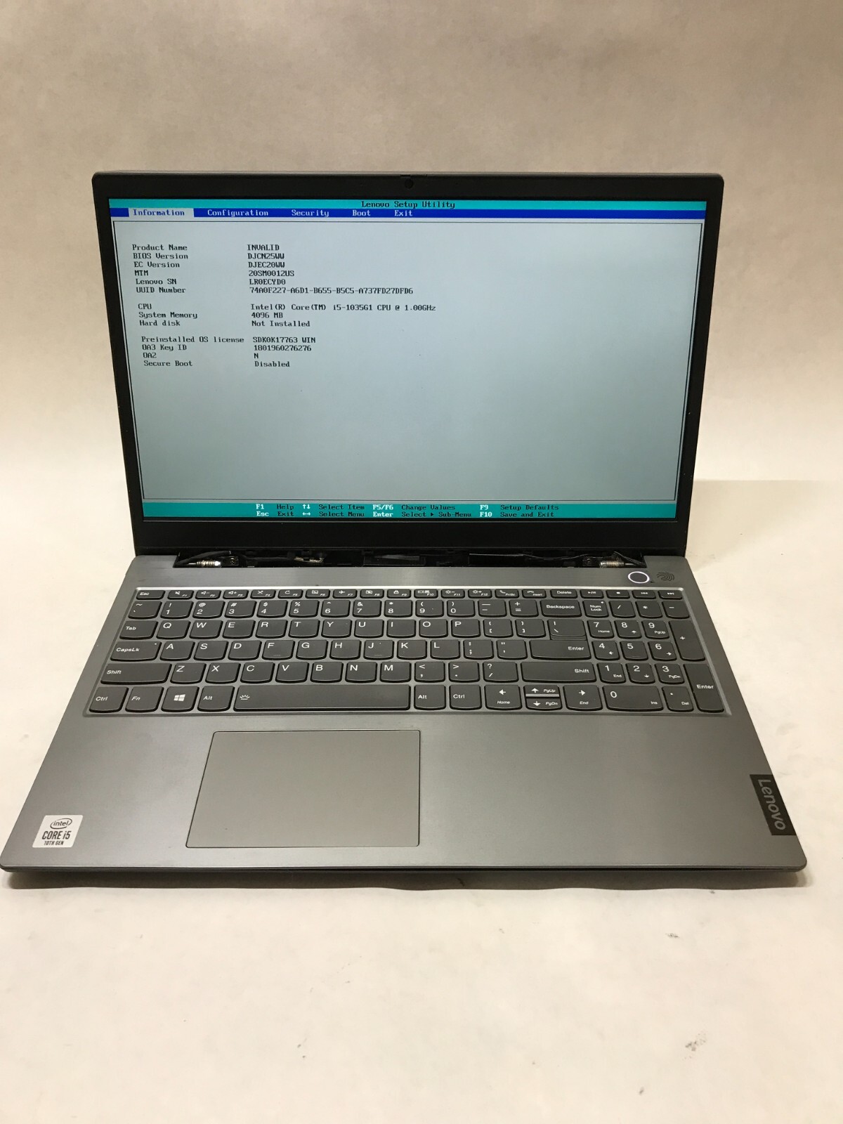 Lenovo ThinkBook 15-IIL 15″ Intel Core i5-1035G1 4GB RAM NO SSD/OS For Parts -DW