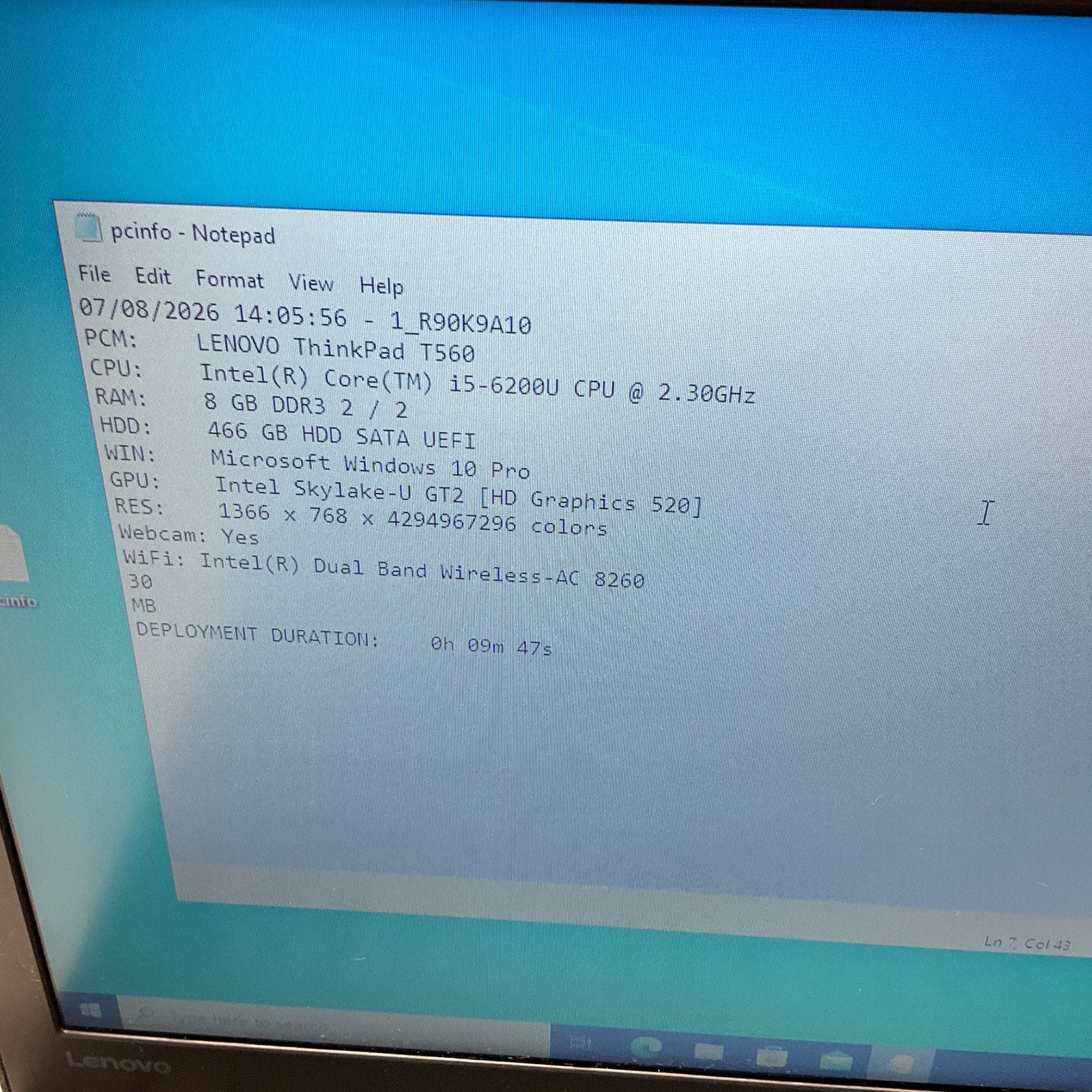 Lenovo ThinkPad T560 Laptop Intel Core i5-6200U @ 2.30 GHz 8GB 500GB HDD Win 10