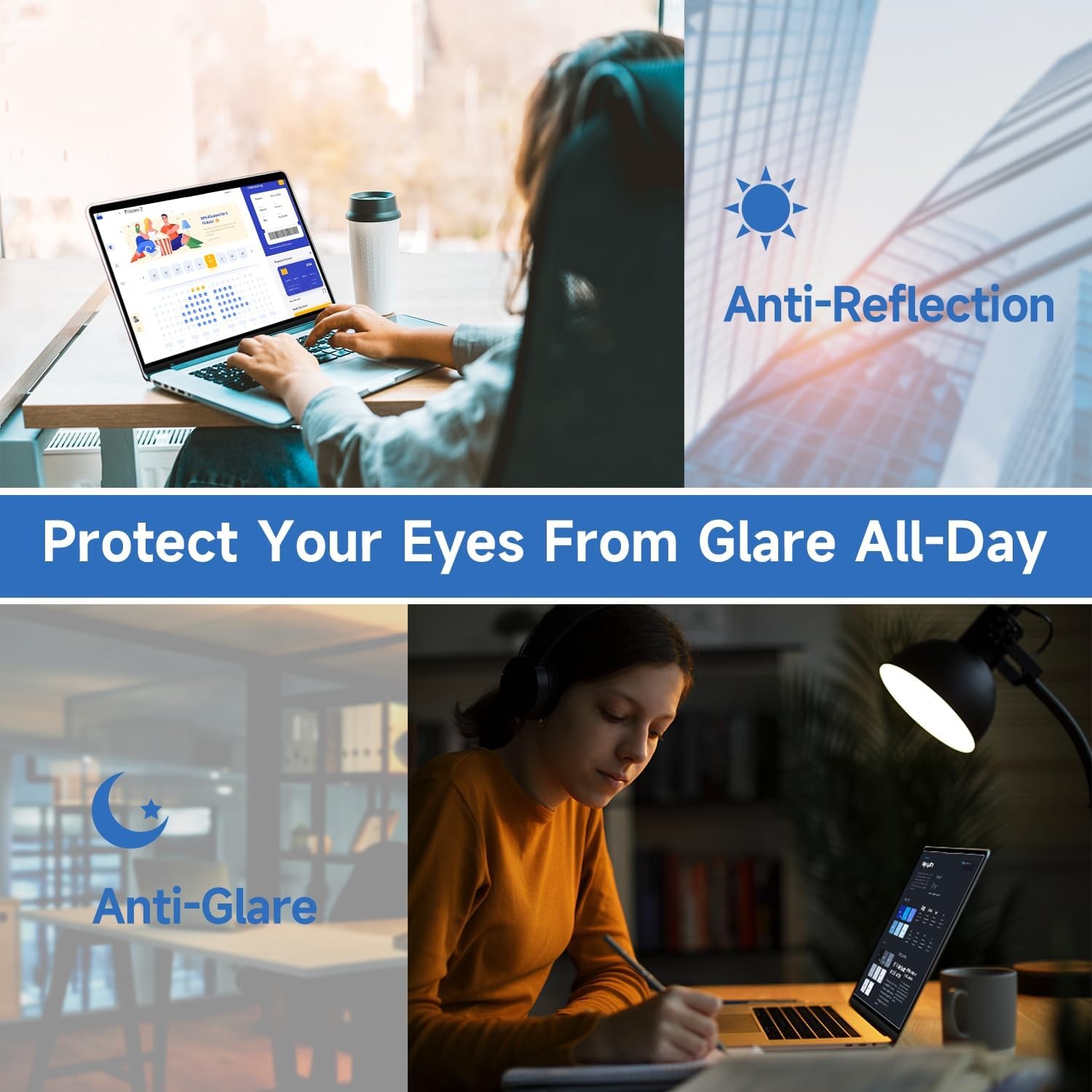 14 Inch (1920x1200P) Laptop Blue Light Screen Protector, Reduce Eye Strain Anti