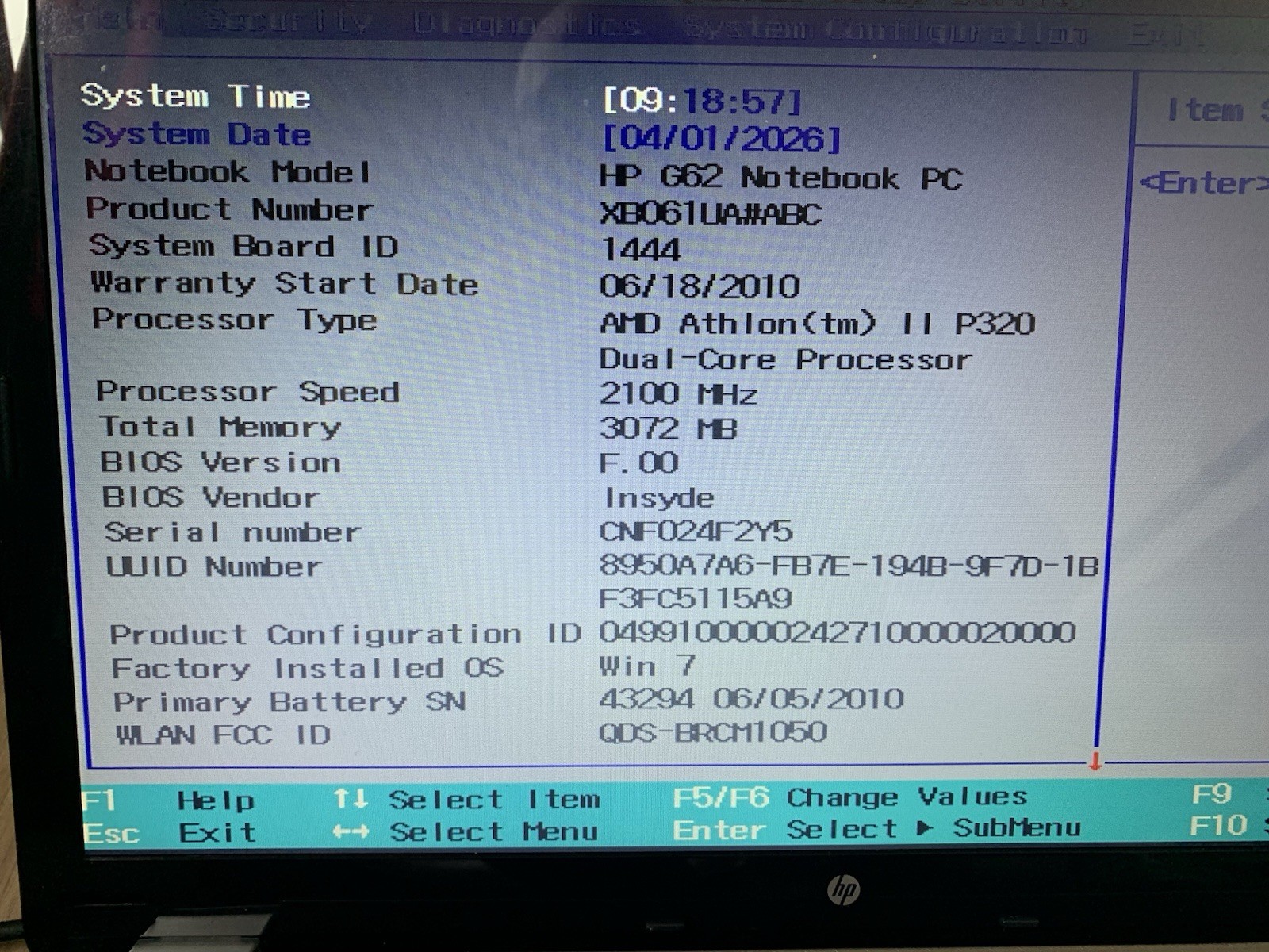 HP G62 14″ AMD Athlon II P320 2.10GHz /3GB RAM / 238GB SSD Win 10 DVDRAM